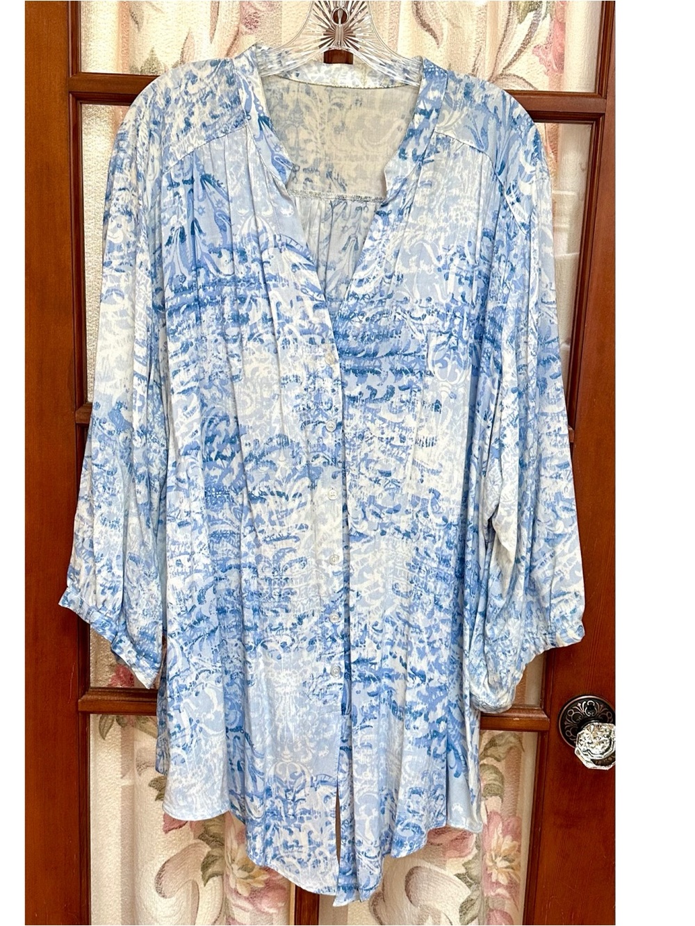 Soft Tunic blue & white - flowy